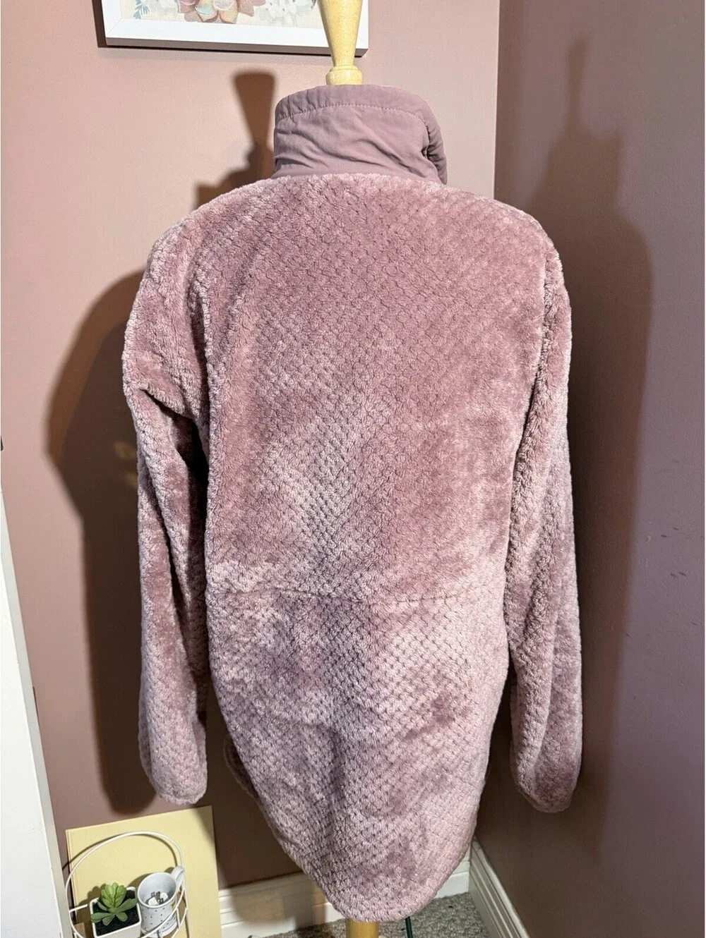 Columbia Fire Side Half Zip Pullover Sherpa Fleece Womens Large Mauve Pink Soft